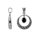 Sterling Silver Filigree Circle Pendant With Black Onyx